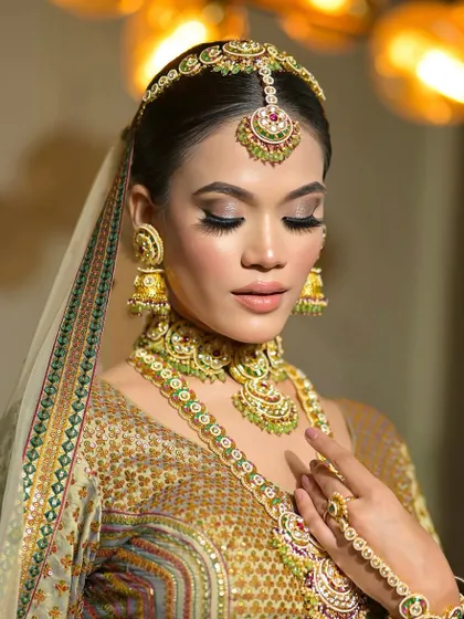 A beautiful example of a kohl-rimmed eye. This look is bold and traditional, perfect for a bride who wants to embrace a classic, regal style.