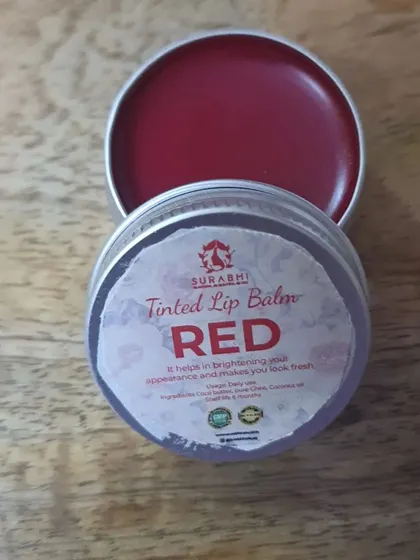My Red Tinted Lip Balm gives a beautiful, classic sheer red tint. Like all my lip balms, it is chemical-free and made with natural butters and oils to protect your lips.