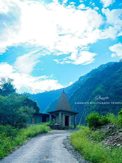 The Kawanti Bhutnaath temple nestled in the green hills of Himachal. This image captures the peace and serenity of the local spiritual sites.