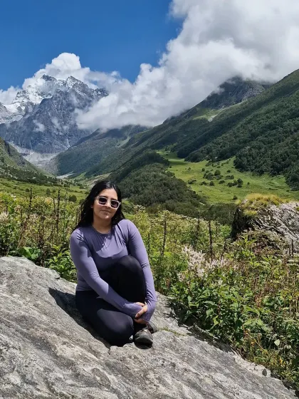 Taking a moment of peace in the Himalayas. Being a 'mountain girl' is a huge part of my identity and my spiritual practice. This is where I connect with myself and find my God, in the quiet majesty of nature.