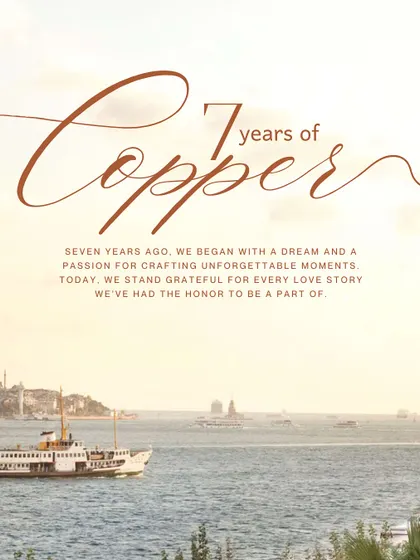 Seven years ago, we began a journey to craft unforgettable moments. This image of Istanbul, a city where we have planned many beautiful weddings, symbolizes our passion for creating love stories.