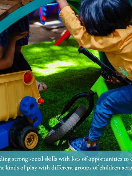Our full-day program allows for strong social skill development. With more time together, children have lots of opportunities to explore different kinds of play with different groups, learning to cooperate, negotiate, and build lasting friendships.