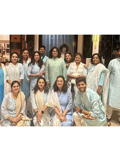 A group photo with my Sitar Symphony students after a successful concert. It feels wonderful when our collective effort is appreciated by the audience.