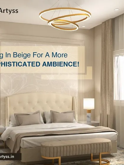 Beige is a timeless color that brings a sophisticated ambiance to any room. Here, I used beige and gold for the wallpaper and furnishings to create a bedroom that feels like a regal sanctuary.