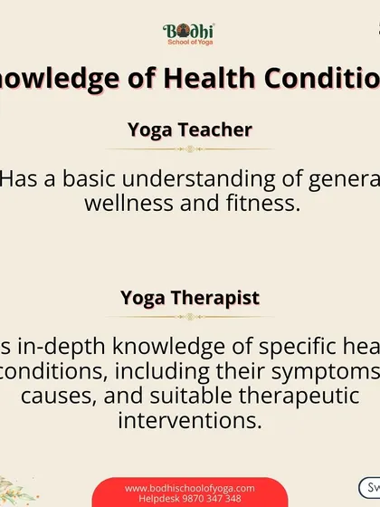 A yoga therapist has in-depth knowledge of specific health conditions, their symptoms, and causes. This allows them to design suitable and safe therapeutic interventions.