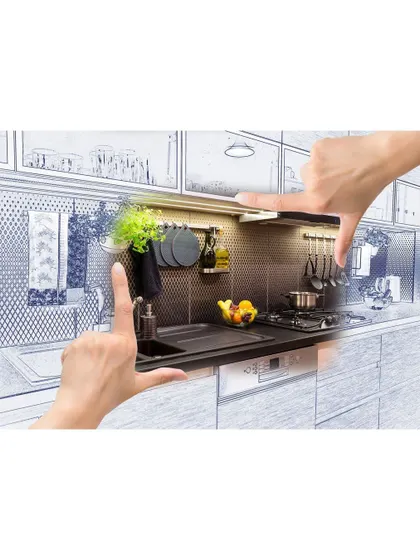 We use 3D visualization to help you see your dream before we build it. This image shows the transition from a digital blueprint to a real, tangible kitchen space.