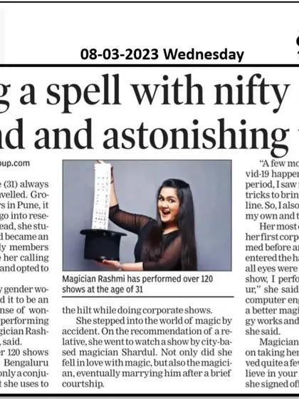 I was so honored to be featured in The Times of India for my journey as a female magician. This article shares my story of turning passion into a profession and breaking new ground in a field I love. It was a truly blessed moment.