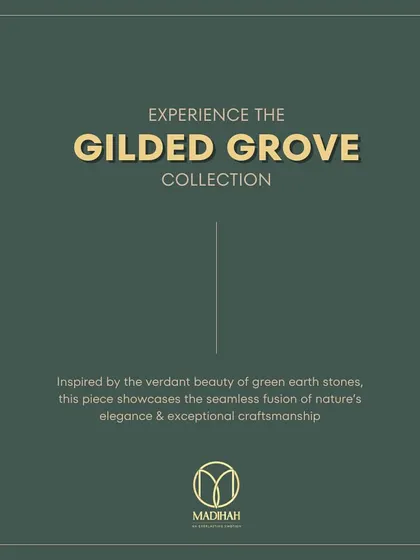 An introduction to the Gilded Grove Collection. Inspired by the verdant beauty of green earth stones, these pieces showcase a seamless fusion of nature's elegance and exceptional craftsmanship.