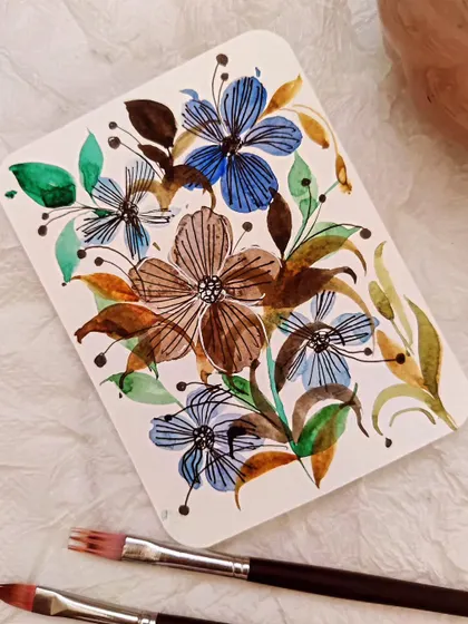An experimental piece combining loose watercolor with fine line ink details. Mixing media is a fun way to develop your own unique artistic style.