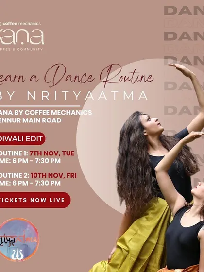 An announcement for our special Diwali Edit workshop. We partner with local spaces like Kana by Coffee Mechanics to create a wonderful community atmosphere for our dance events.