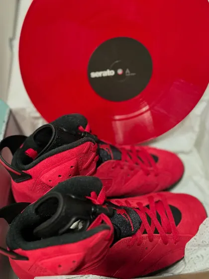Another angle of my Toro Bravo Jordans and the red control vinyl. It's all about the details.