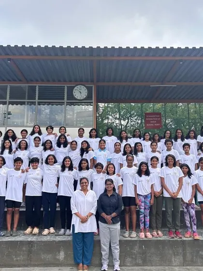 Our massive team of talented girl swimmers.