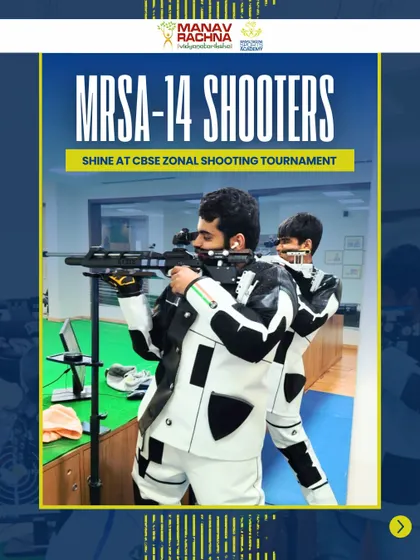 Our shooters from MRSA-14 shine at the CBSE Zonal Shooting Tournament. This image captures the focus and precision that led them to qualify for the Nationals.