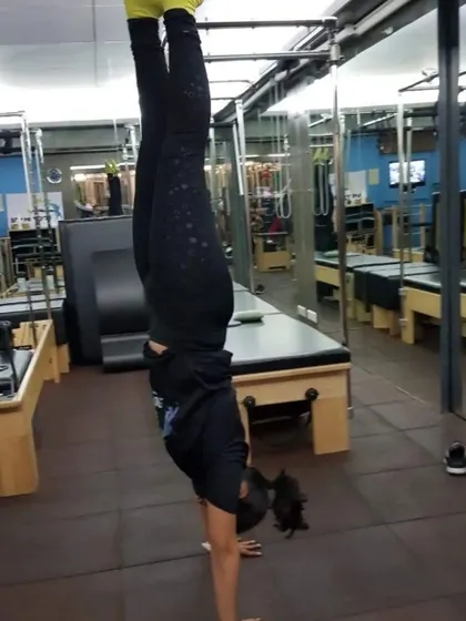 Another shot from my early days as a trainer. I was known as the girl who was always stretching and attempting acrobatic movements to keep my sanity alive.