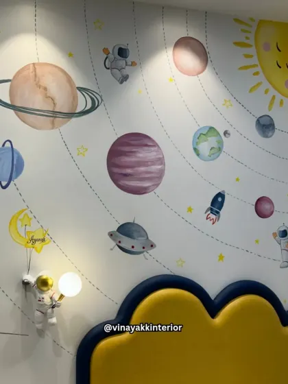 The full solar system mural is a fantastic educational tool that doubles as beautiful decor. The vibrant colors and playful illustrations are designed to inspire a love for science and exploration.
