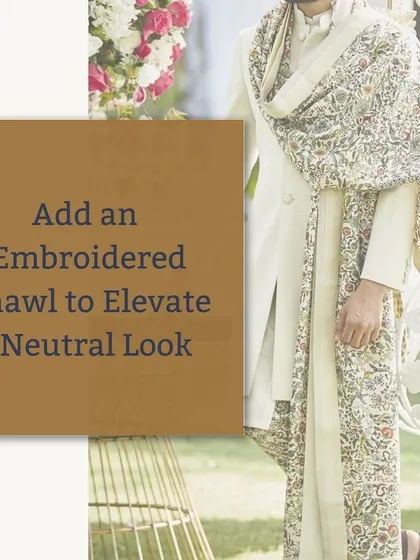 An embroidered shawl is a powerful accessory in men's festive wear. It can instantly transform a plain outfit into something special and occasion-ready.