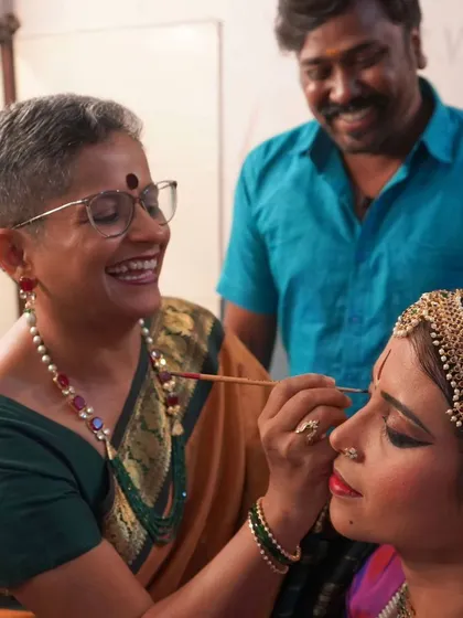 The bond between a guru and shishya is precious. Sharing a happy moment while getting my student ready for her big performance.