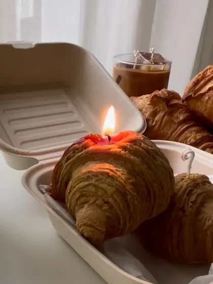 Another shot of the croissant candle, looking perfectly flaky and delicious. Be careful not to take a bite!