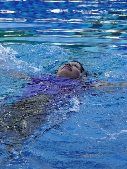 A guest floating peacefully in our clean and well-maintained swimming pool. It's the perfect way to relax and unwind.