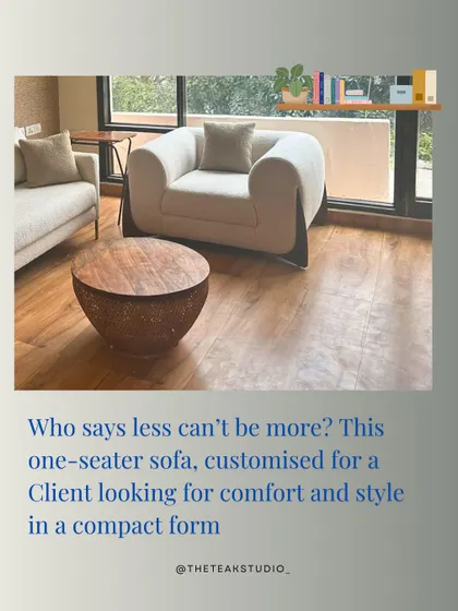 Who says less can't be more? This compact one-seater sofa was customized for a client looking for comfort and style in a smaller form. It retains the elegant design of our larger sofas, making it perfect for apartments or reading nooks.