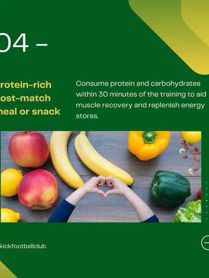 A guide to the right nutrition for aspiring footballers. A protein rich post match meal is crucial for muscle recovery.