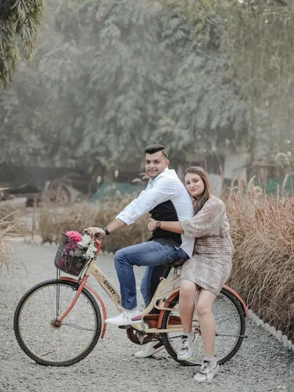 Another lovely shot from the same series, showing a different pose with the bicycle. Our outdoor spaces offer the flexibility to capture a variety of shots in one location.