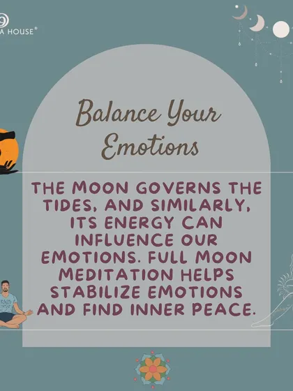 The moon governs the tides, and its energy can also influence our emotions. Full moon meditation helps stabilize emotions and find inner peace, as explained in this visual.