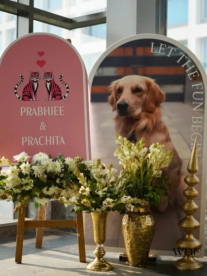 A heartwarming and personal touch. The couple's furry friend was featured on a welcome sign, letting everyone know that the fun was about to begin.