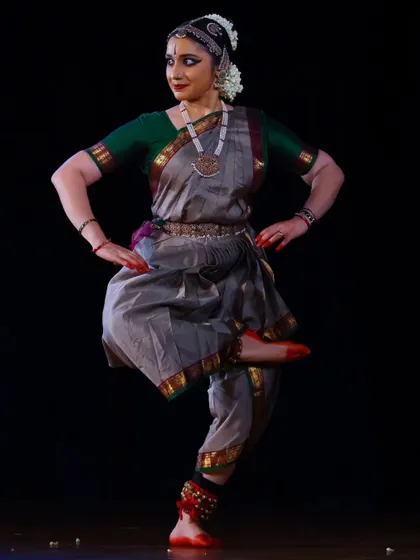 The perfect alignment and energy in this pose by Meera Sreenarayanan at the Narada Gana Sabha.