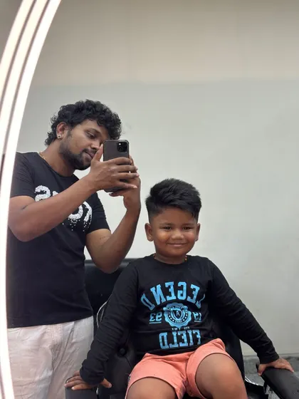 Capturing the moment with my little client.