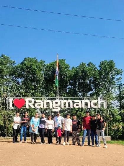 We believe learning should be fun and memorable. Here's our group of students and teachers during our one-day outing to Rangmanch. These trips help us bond as a community and give students a well deserved break.