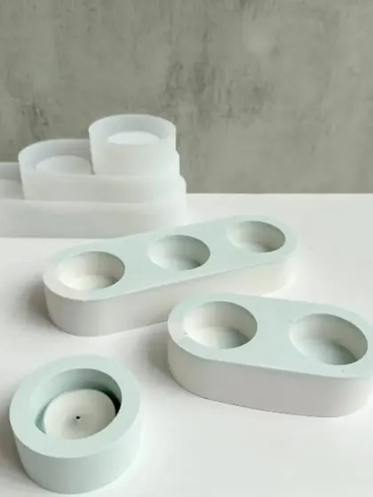 Here is another style of our multi-cavity T-light holder mould. The geometric design is modern and perfect for creating minimalist home decor pieces.