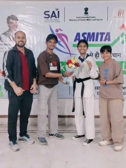 A moment of recognition for our athlete at the Asmita City League. We encourage participation in government-supported sports initiatives.