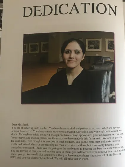 A dedication page from a school yearbook. Reading words like "You were strict with us, but it was only because you wanted us to succeed" is incredibly humbling. It’s a reminder that students understand the love and commitment behind high expectations.