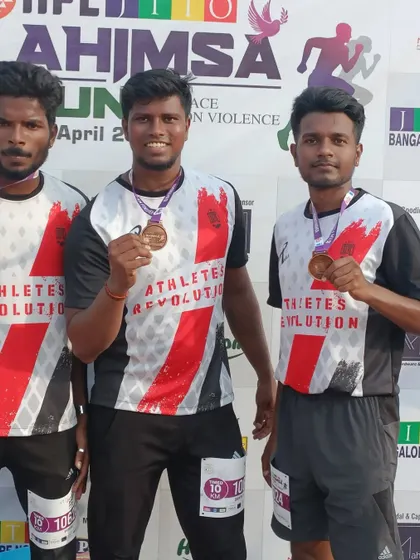 My teammates and I with our medals. There's nothing like the feeling of achieving a goal together.