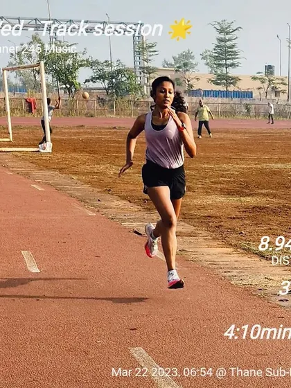 A track session with a 4:10/km pace. Work hard and you'll get what you want.