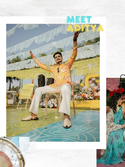 Meet the groom, Aditya, in his element at the Haldi carnival. We ensure the decor and atmosphere match the couple's vibrant personality.