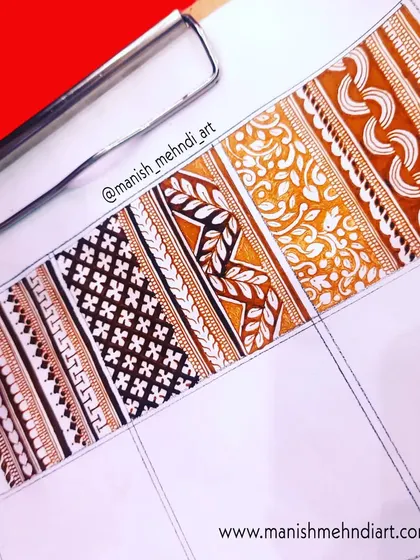 This practice sheet shows a variety of border and filler patterns. Having a good library of these in your mind is essential for creating unique and intricate designs on the spot.