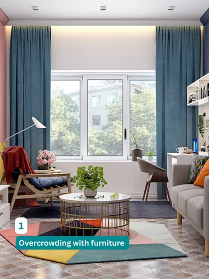 One of the biggest living room mistakes is overcrowding with furniture. This design shows how a few well-chosen pieces can make a space feel stylish and uncluttered.