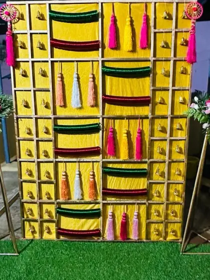 A final shot of the vibrant and festive yellow backdrop, suitable for many types of traditional family functions.