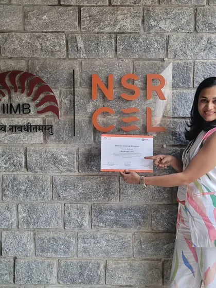 I was honored to receive this certificate from IIMB's NSRCEL Women Startup Program. This program was instrumental in helping me turn my passion into a real business venture.
