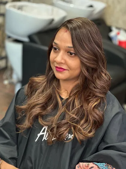 Another portrait showing off the beautiful caramel balayage.