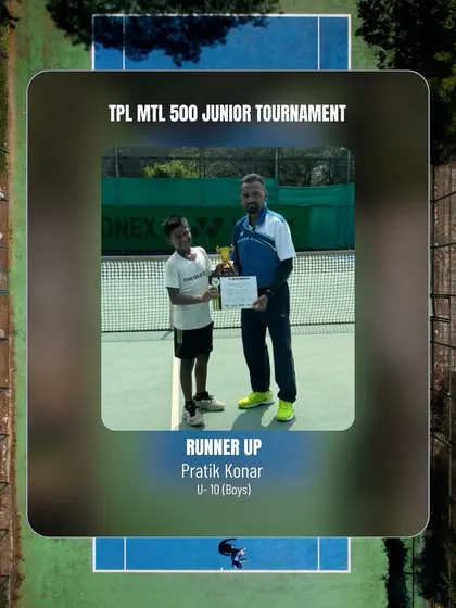 A strong performance from Pratik Konar to reach the finals and become runner-up in the boys U-10 singles at the TPL MTL 500 Junior tournament.
