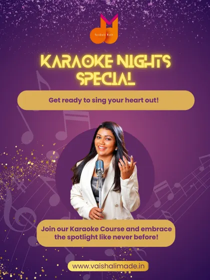 Get ready to sing your heart out. This is the main announcement for our Karaoke Nights special, inviting you to join our Karaoke Course and embrace the spotlight.