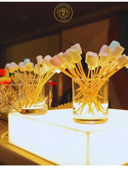 Sweet marshmallow sticks ready to be added to a hot chocolate or a creamy cocktail. It's the little details that make the drink experience memorable.