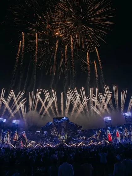 A night of sparks and a love that shines even brighter. The entire venue is lit up by a coordinated firework show, creating a grand finale for the sangeet night.