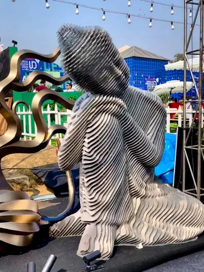 A stunning piece of layered metal sculpture from India Design 2024. We are constantly inspired by the innovative use of materials and artistry we see in the wider design community.