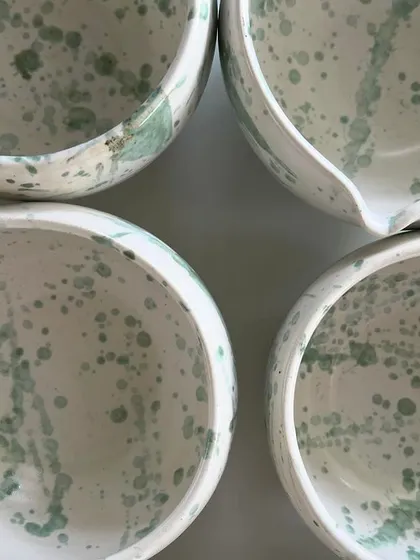 Another view of the pouring bowls. The spout is shaped by hand, so each one pours just a little bit differently.