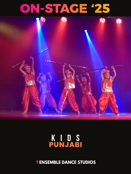 Our kids' Punjabi folk dance group using props to enhance their performance. Learning to dance with props like sticks adds another layer of skill and coordination.