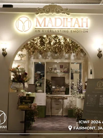 My beautiful booth at the International Convention of the Wedding Fraternity (ICWF) 2024. The setup was designed to give visitors a true sense of the Madihah luxury experience.